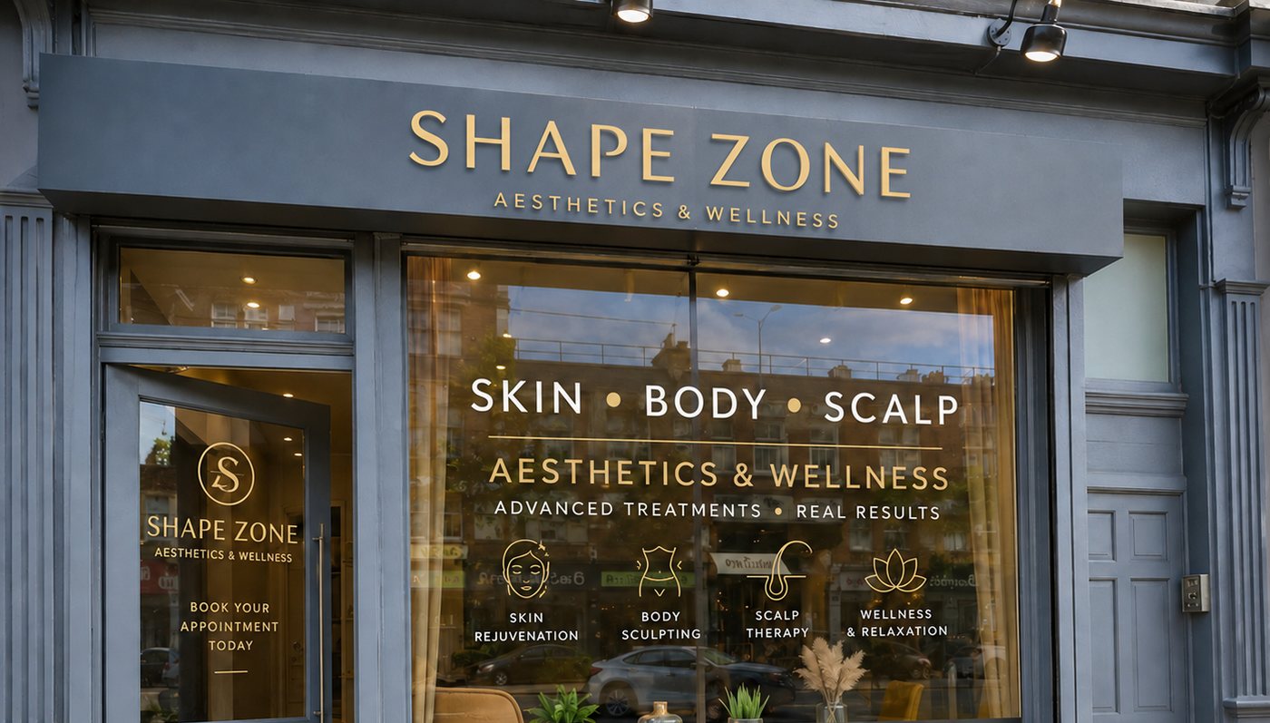 Shape Zone shopfront and signage at 407 Wandsworth Road, London SW8